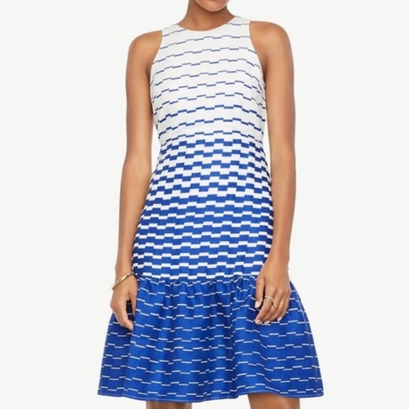 Ann Taylor Dresses & Skirts - Ann Taylor Blurred Stripe Flare Sapphire Dress